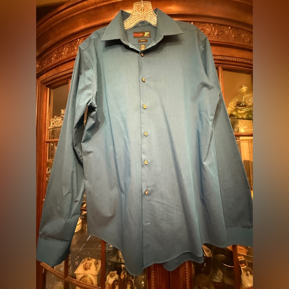 jf j.ferrar Men's Teal Casual Button Down Shirt